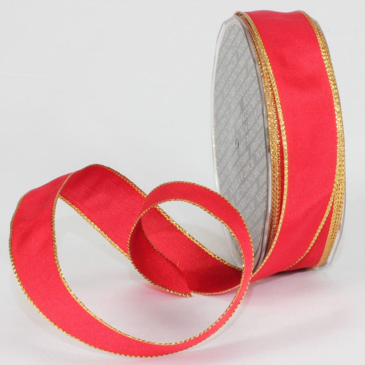 The Ribbon People Scarlet Red and Gold Solid Wired Craft Ribbon 1" x 54 Yards